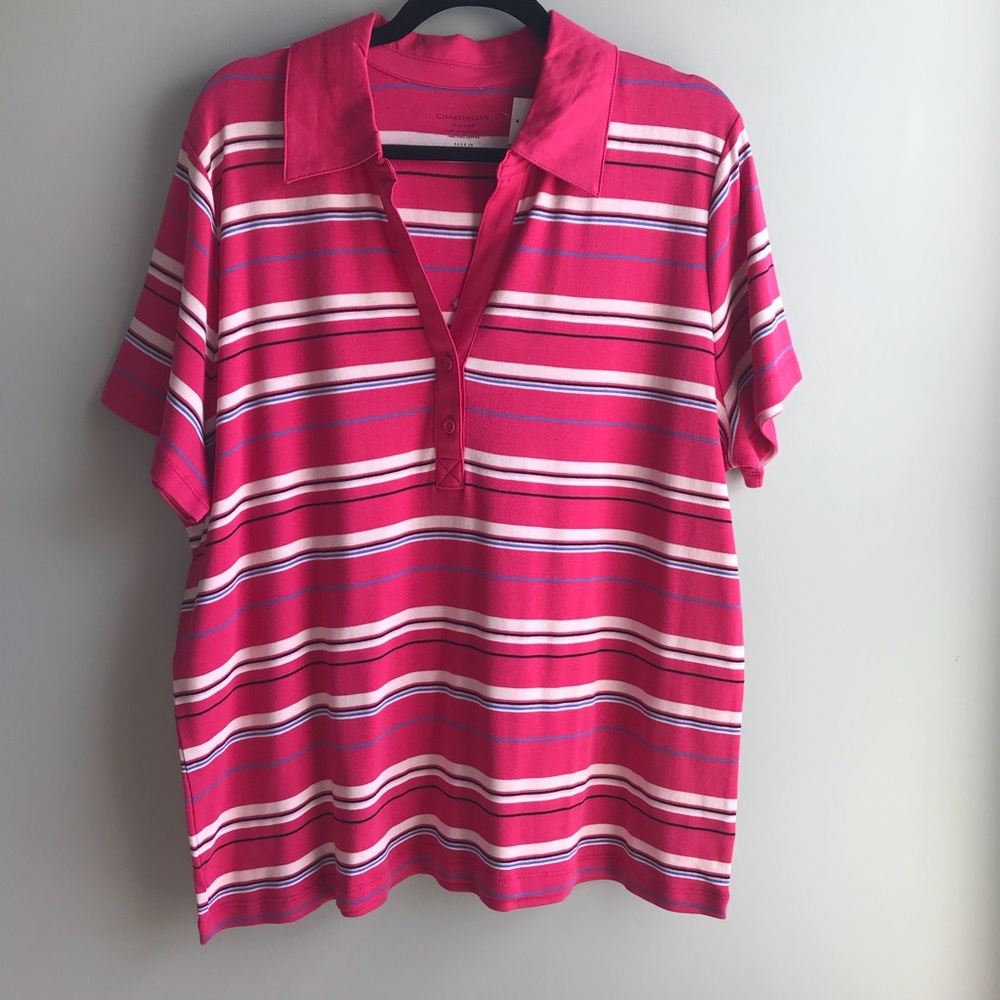 🦩Charter Club / Striped Polo Shirt - 3X (NWT)